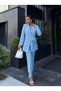 Brooch Detail Jacket Pants Suit - 3