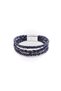 Navy Blue Genuine Leather Multi-Fine Weave Men's Bracelet – with Magnetic Clasp-156 - 2