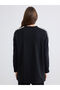 Black Crew Neck Oversize Women's Sweatshirt Tunic - 4