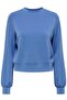 Women's Round Neck Blue Sweatshirt - 15369155
