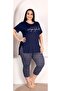 Short Sleeve Capri Plus Size Women's Pajamas Set