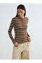 Esvab • Modern & Distinctive Zero Roba Collar Striped Women's Bodysuit - 2