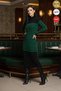 Women's Green Black Line Detailed Half Fisherman Slim Pencil Knitwear Dress