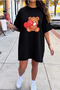 Plus Size Women's Cotton Short Sleeve Crew Neck Casual T-Shirt Dress