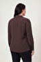 Plus Size Women's Double-Breasted Tie-Detail Shirt Brown - 6