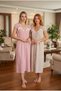 New Season Powder Pitikare Patterned Woven Lace Detailed Summer Nightgown with Buttoned Design - 2
