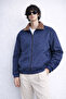 Men's Oversized Fit Bomber Suede Jacket with Velvet Collar Detail 26Use608