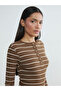 Esvab • Modern & Distinctive Zero Roba Collar Striped Women's Bodysuit - 5