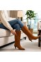 Tan Suede Genuine Leather Bellows Women's Pointed Toe Boots