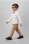 Printed Linen Shirt Gabardine Trousers Bow Tie Children's Suit - 2