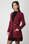 Women's Open Front Pocket Belted Claret Red Cardigan 69907 - 2