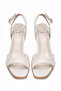 Beige Patent Leather Ankle Strap Single Strap Short Heeled Women's Sandals - 3