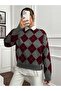 Women's Square Patterned Knitwear Sweater - 5