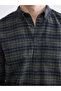 Giyçık Store Den Haki Regular Fit Wool Blend Gabardine Men's Plaid Shirt - 3