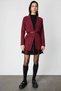 Women's Open Front Pocket Belted Claret Red Cardigan 69907 - 3
