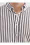 Giyçık Storeden Mürdüm Regular Fit Striped Men's Shirt - 3