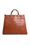 Women Croco Faux Leather Hand Bag in Brown - 3