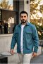 Men's Seasonal Sporty Cut Coat with Snap Buttons Casual Scuba Jacket Shirt - 2