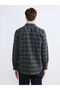 Giyçık Store Den Haki Regular Fit Wool Blend Gabardine Men's Plaid Shirt - 4
