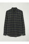 Giyçık Store Den Haki Regular Fit Wool Blend Gabardine Men's Plaid Shirt - 5
