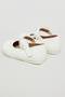 Girl's Cream Appliqued Mary Jane Shoes - 3