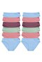 12-Pack Rib Knit Women's Cotton Bikini Panties - Soft-Textured Ribbed Model - 2