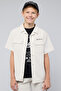 Boy's Gray Solid Shirt with Revere Collar and Short Sleeves - 3