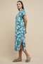 Women's Green Floral Printed Nightdress with Crew Neck and Short Sleeves - 2