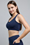Women's Dark blue Solid Sports Bra with Scoop Neck - 2