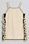Girl's Cream Crochet Dress with Square Neck and Shoulder Straps