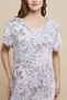 Women's Purple Floral Printed Nightdress with Crew Neck and Short Sleeves - 5
