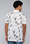 Men's Cream Patterned Polo T-Shirt with Short Sleeves - 4