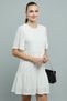 Women's Cream Schiffli Tiered Dress with Crew Neck and Short Sleeves - 3