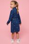Girl's Dark blue Embroidered Denim Shirt Dress with Long Sleeves - 4