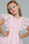 Girl's Pink Sequined Dress with Square Neck and Ruffle Sleeves - 5