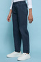 Boy's Dark blue Solid Straight Fit Pants with Drawstring Waist - 3