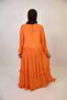 Samahah - Graceful Linen Maxi Dress with Pintuck Pleats and Ruffled Hem - Pumpkin Orange - 6