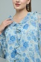 Women's Blue Floral Printed Top with V-Neck and Long Sleeves - 5