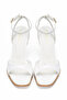 White Patent Leather Ankle Strap Single Strap Short Heeled Women's Sandals - 3