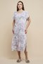 Women's Purple Floral Printed Nightdress with Crew Neck and Short Sleeves