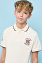 Boy's Beige Printed Polo T-Shirt with Short Sleeves - 3