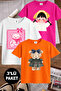 Cute Kids and Teddy Printed 3-Pack Pink-White-Orange Girls' T-Shirts