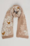Women's Beige Floral Print Scarf, 180X185Cm