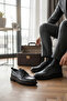 Enoch Black Genuine Leather Modern City Shoes with Thick Soles and Light Teeth Pattern