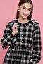 Girl's Black Plaid Fit & Flare Dress with Peter Pan Collar and Puff Sleeves - 2