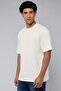 Men's Cream Textured T-Shirt with Crew Neck and Short Sleeves - 2