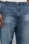 Men's Dark blue Washed Straight Fit Jeans with Button Closure - 5