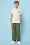Boy's Beige Printed Polo T-Shirt with Short Sleeves - 5
