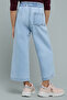 Girl's Blue Washed Jeans with Elastic Waist - 4