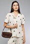 Women's Green Embroidered Shirt with Lapel Collar and Short Sleeves - 3